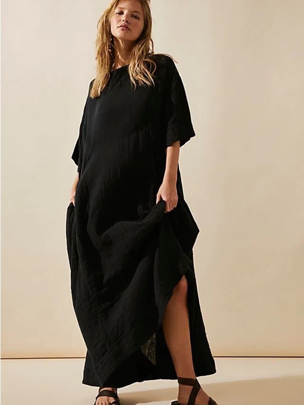 Free People Black Live Light Midi Dress